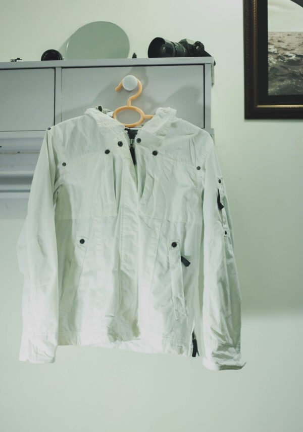 Giga X White Cotton Hood Zipper Jacket - Medium or Large