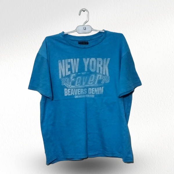 Newyork Printed Sky Blue Half Sleeves | Cotton | Medium