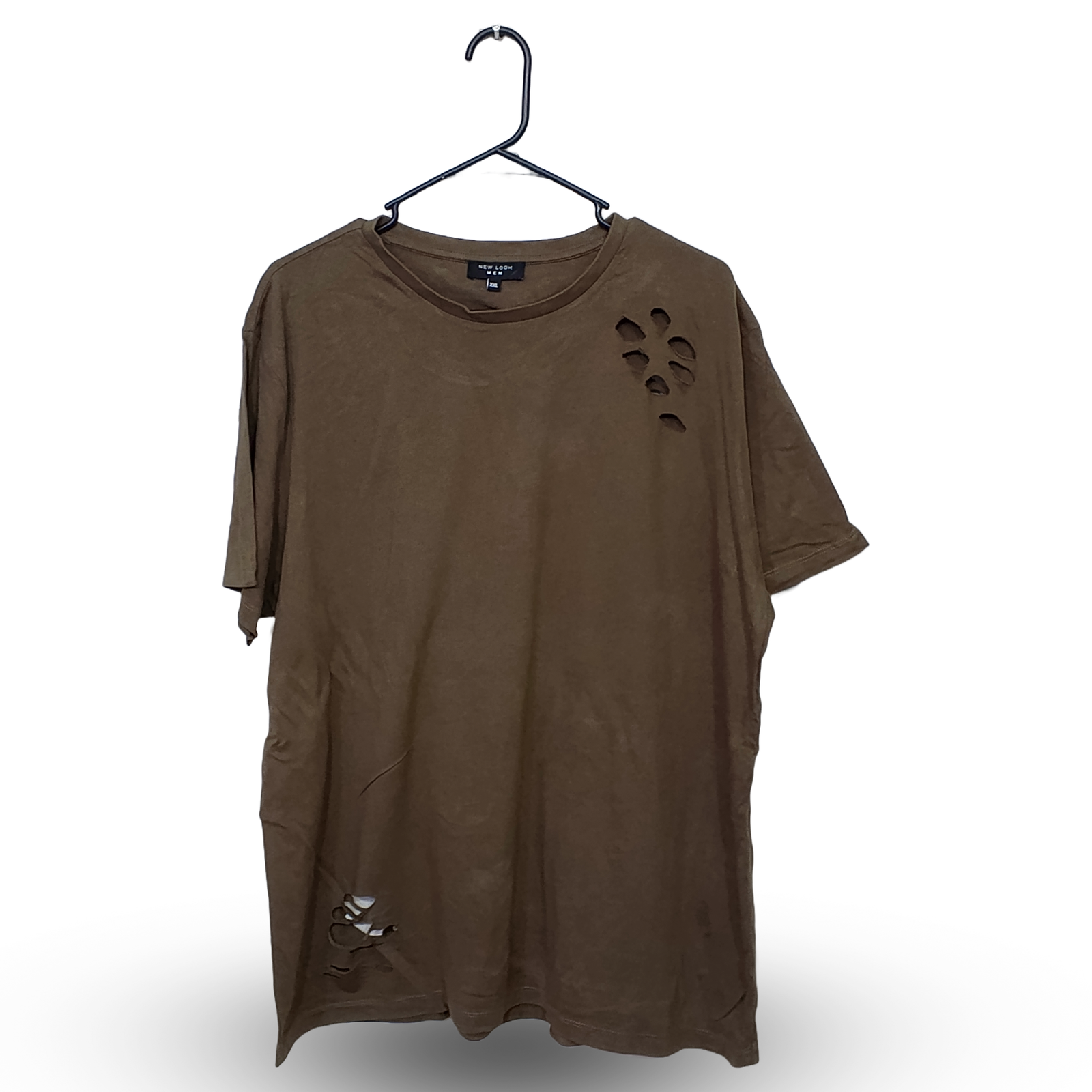 New Look Olive Green Stylish Damage Plain Half Sleeves | Pure Jersey | Large