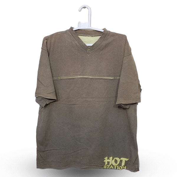 Lunda Dot PK Light Olive Plain Half Sleeves | Pure Cotton Jersey | Large