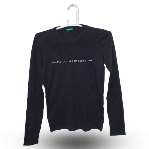 United Colour Of Benniton Black Full Sleeves | Pure Cotton Jersey | Extra Small