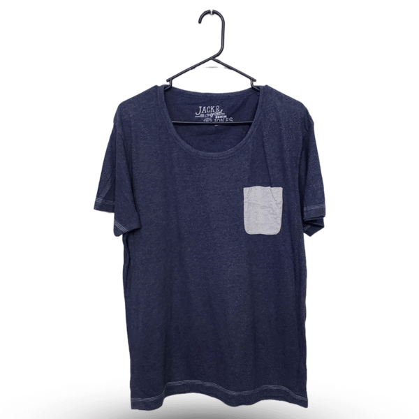Jack & Jones Charcoal Grey Plain With Front Pocket Half Sleeves | Cotton Jersey | Extra Large