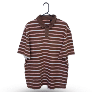 Lunda.Pk Brown Stripes Half Sleeves Polo T Shirt | Cotton Jersey | 2XL