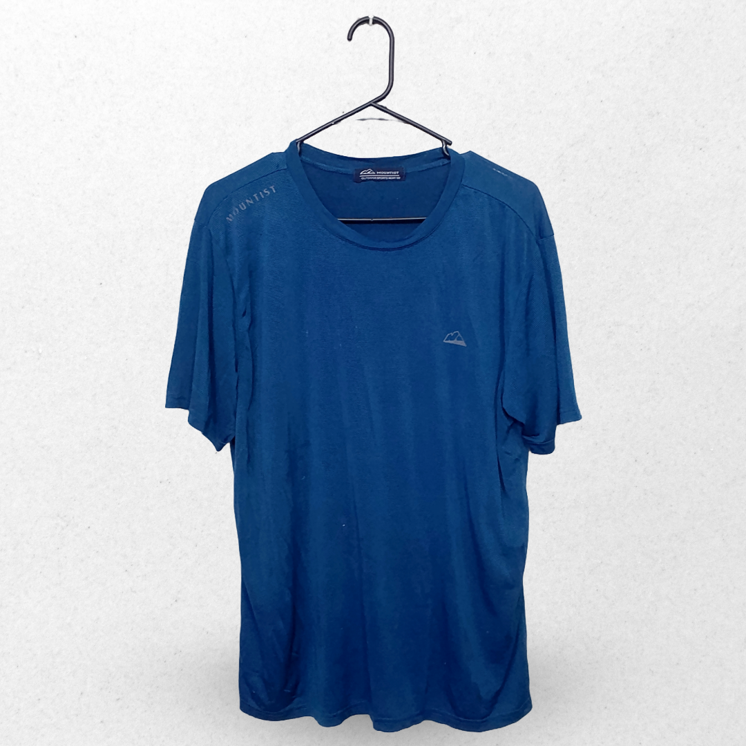 Mountist Blue Lining Texture Half Sleeves Sports Wear T Shirt | Sports Fabric |
