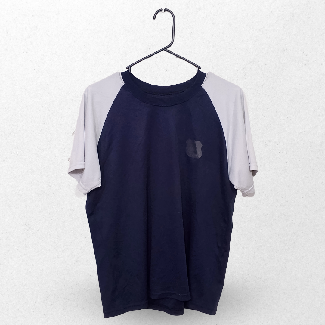 Lunda.Pk Navy Blue With White Half Sleeves T Shirt | Sports Fabric | Large