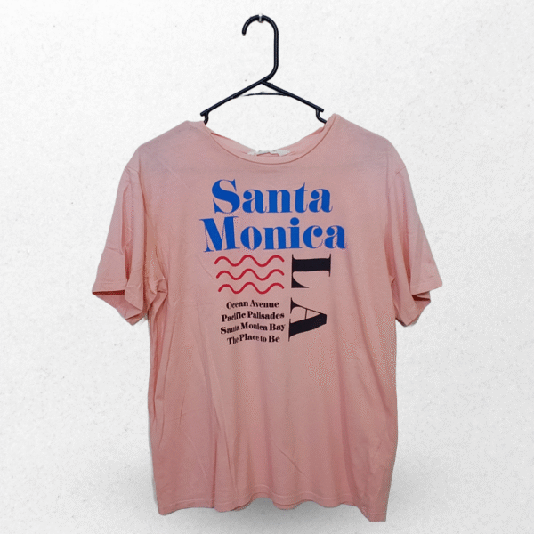 H&M Pink Printed Half Sleeves T Shirt | Cotton Jersey | Medium