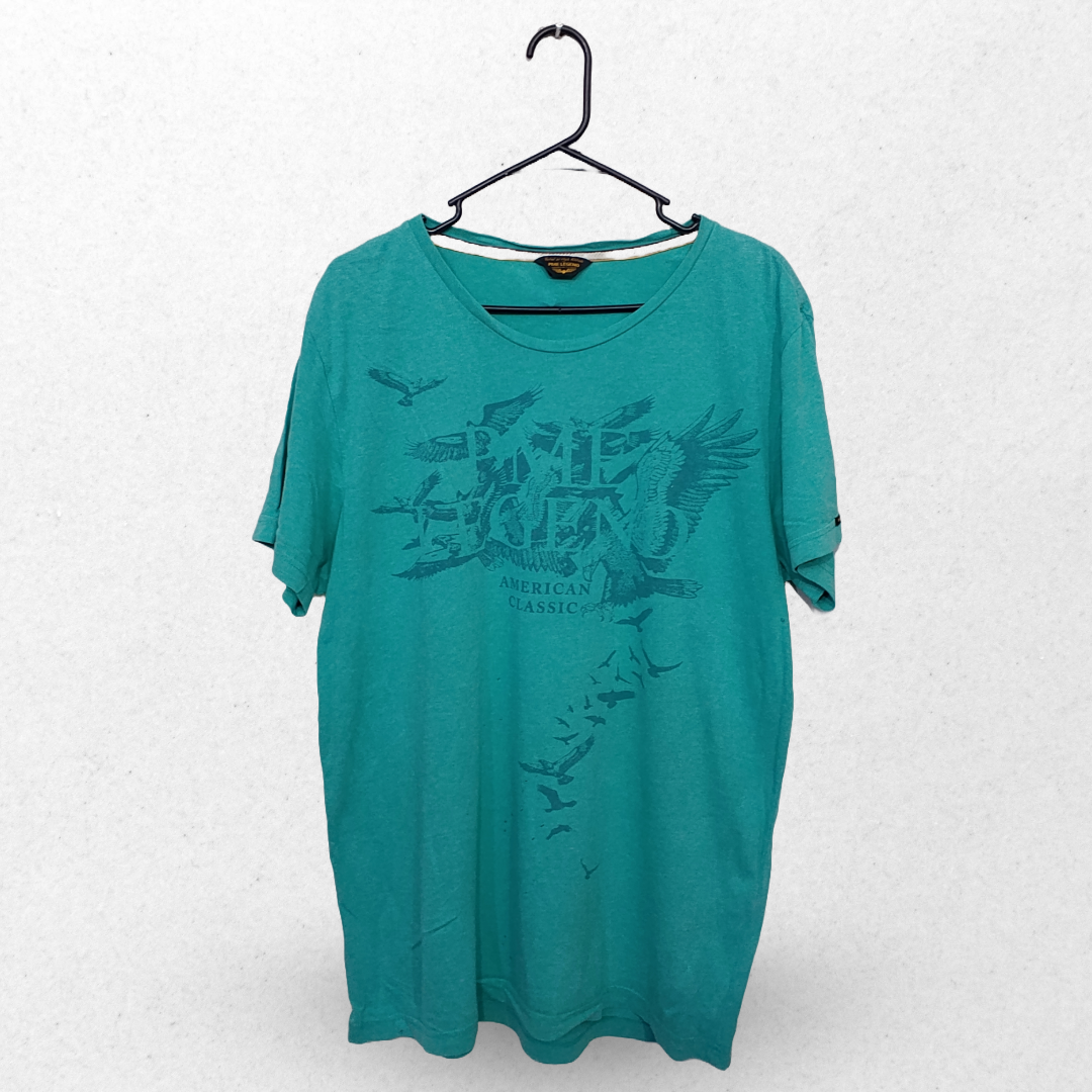 American Classic Sea Green Printed Half Sleeves T Shirt | Cotton Jersey | Extra Large