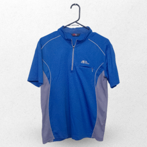 Plus Mountain Blue & Dark Grey With Zipper Front Pocket Half Sleeves Sports T Shirt | Sports Fabric | Large
