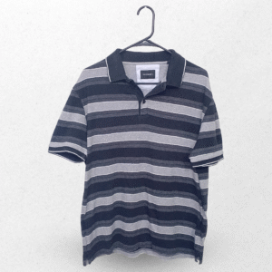 Westbury Black & Grey Stripes Half Sleeves Polo T Shirt | Pure Cotton Jersey | Extra Large