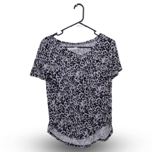 Abercrombie & Fitch Black & White Leopard Texture Short Sleeves | Cotton Jersey | Small