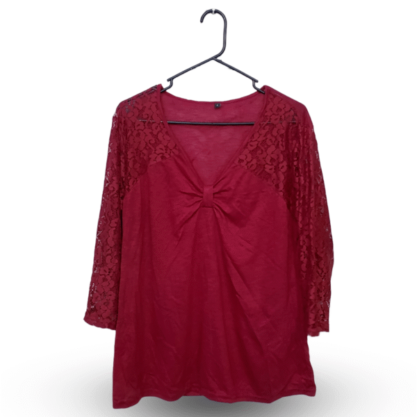 Lunda.Pk Maroon Butterfly Style Deep V Neck Net Sleeves | Pure Jersey | Extra Large