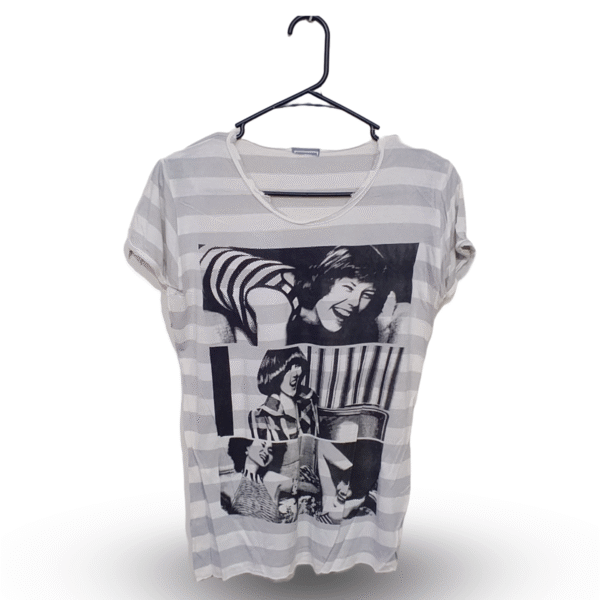 Lunda.Pk Grey & White Stripes Printed Half Sleeves T - Shirt | Pure Jersey | Medium