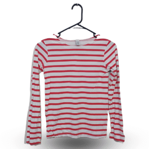 Zara Kids Red & White Stripes Full Sleeves T - Shirt | Pure Cotton Jersey | Small