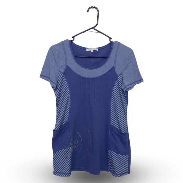 Cottage Blue Short Frock Style Half Sleeves | Fine Interlock Cotton | Large