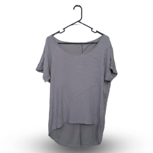 Yaya Stone Green Deep Neck Half Sleeves | Stretchible Fabric | Large