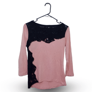 Clips Pink & Black Net neck full Sleeves T - Shirt | Cotton Jersey | Small