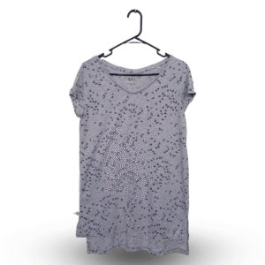 EDC Grey Butterfly Printed Neck Sleeves Long Short | Pure Cotton Jersey | Large
