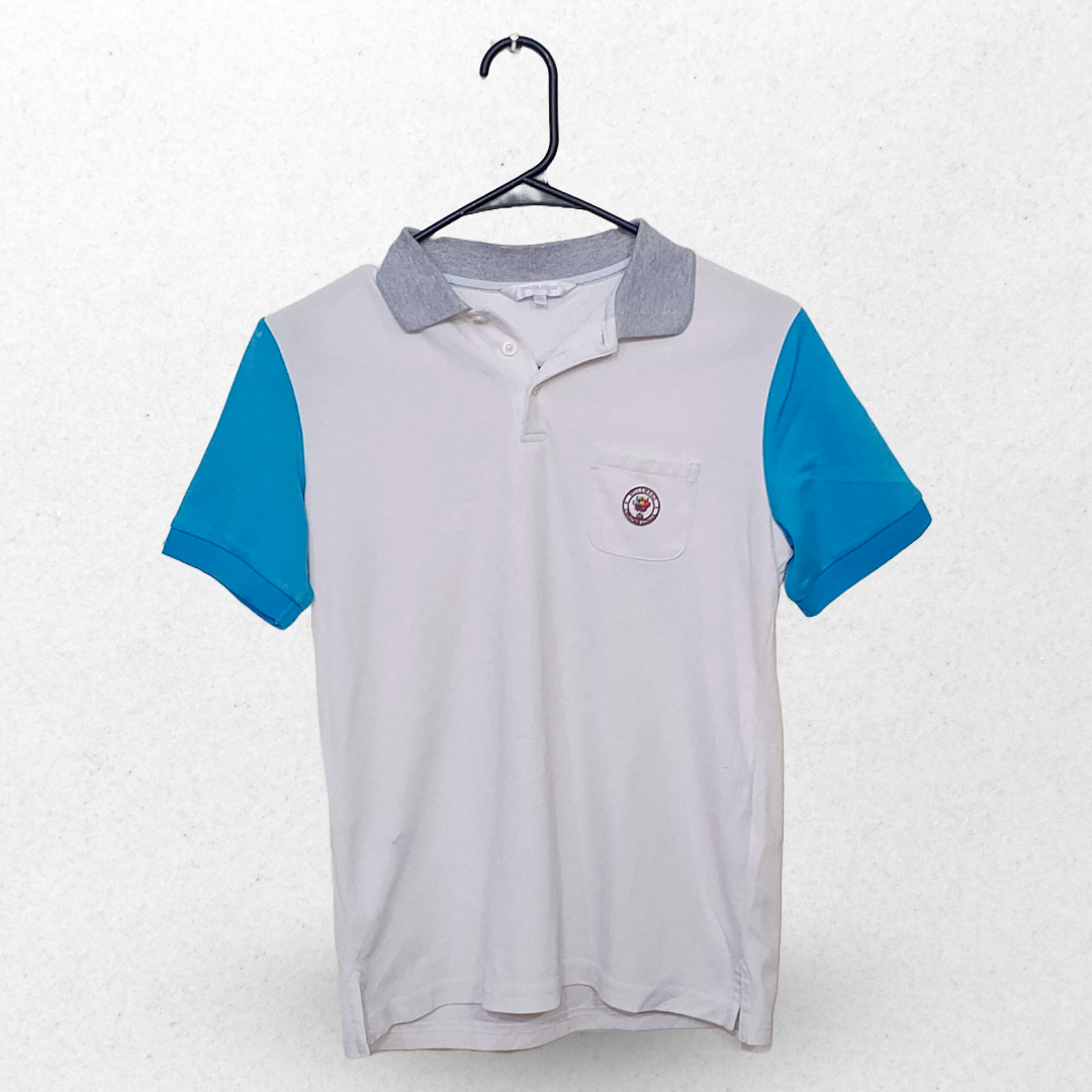 Skool White Half Sleeves Polo T Shirt|  Cotton Jersey | Small