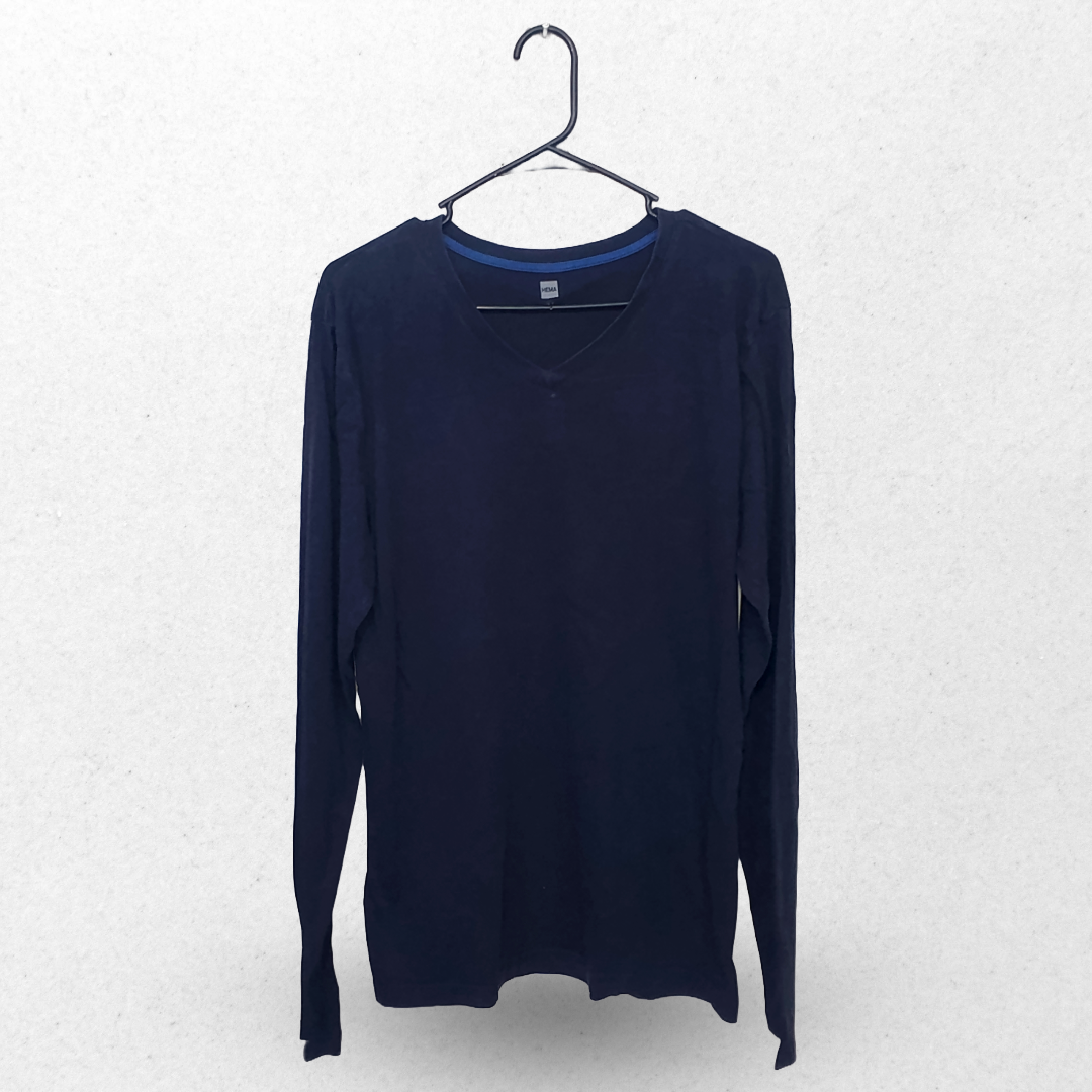 Hema Black Plain Full Sleeves T Shirt | Cotton Jersey | Large