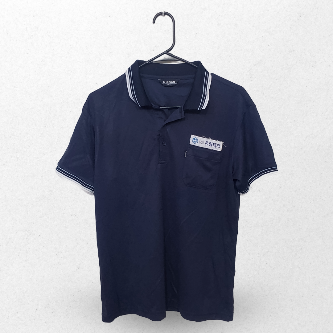 N Road Navy Blue With Pocket Half Sleeves Polo T Shirt | Satan Jersey | Medium