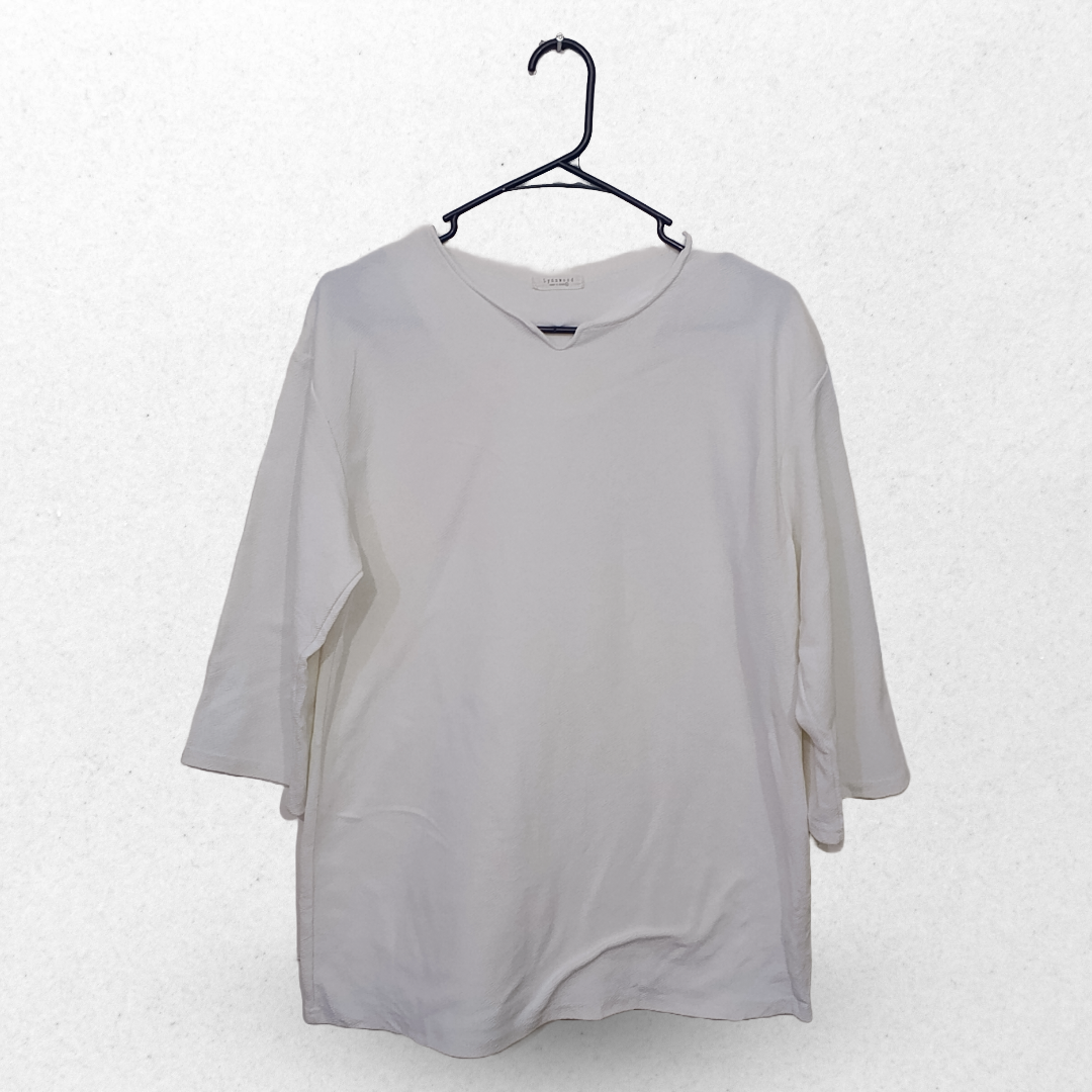 Lynnwood White V Neck Premium Quality T Shirt | Woolen Cotton | Large