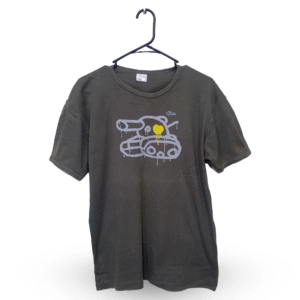 Djin Olive Green Printed Half Sleeves T Shirt | Cotton Jersey | Large