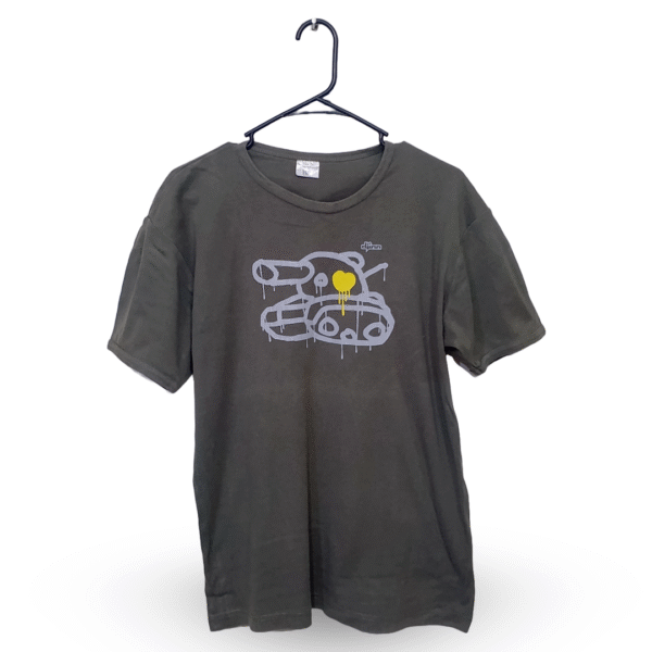 Djin Olive Green Printed Half Sleeves T Shirt | Cotton Jersey | Large
