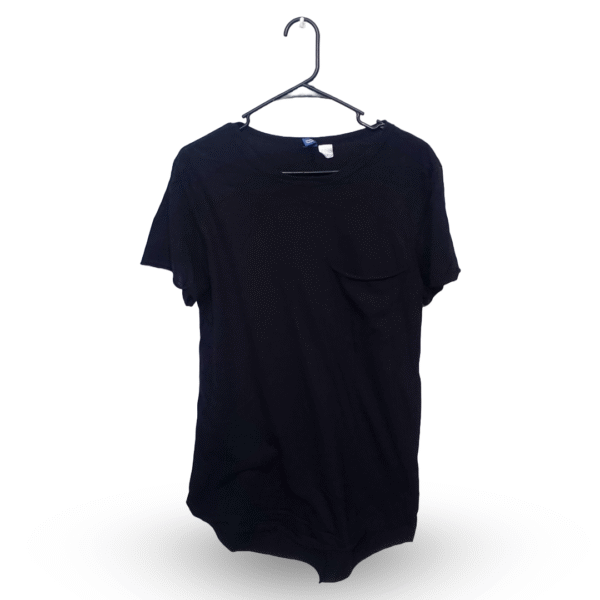 Divided Black With Front Pocket Half Sleeves T Shirt | Cotton Jersey | Large