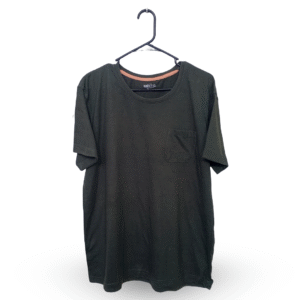 Identic Dark Olive Green With Front Pocket Half Sleeves T Shirt | Cotton Jersey | 2XL