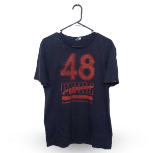 Puma Black Printed Half Sleeves T Shirt | Cotton Jersey | Medium