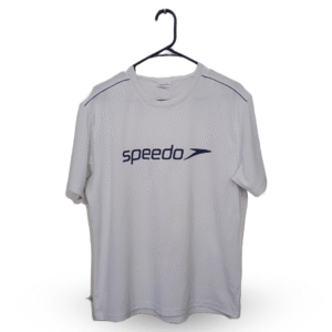 Speedo White Printed Half Sleeves T Shirt | Cotton Jersey | Large