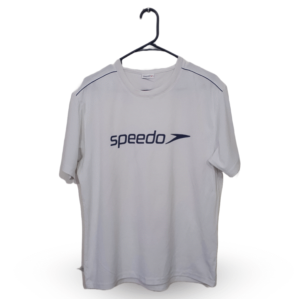 Speedo White Printed Half Sleeves T Shirt | Cotton Jersey | Large