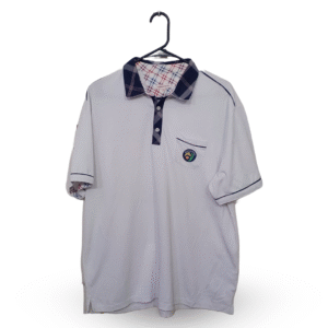 London Basic White With Front Pocket Half Sleeves Polo T Shirt | Satan Jersey | Extra Large