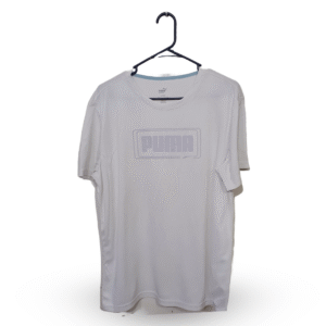 Puma White Printed Half Sleeves Sports T Shirt | Sports Fabric | Large