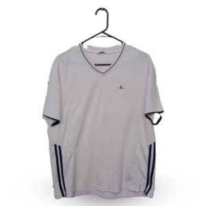 Lecaf White Dotted Texture V Neck Half Sleeves T Shirt | Cotton Jersey | Large