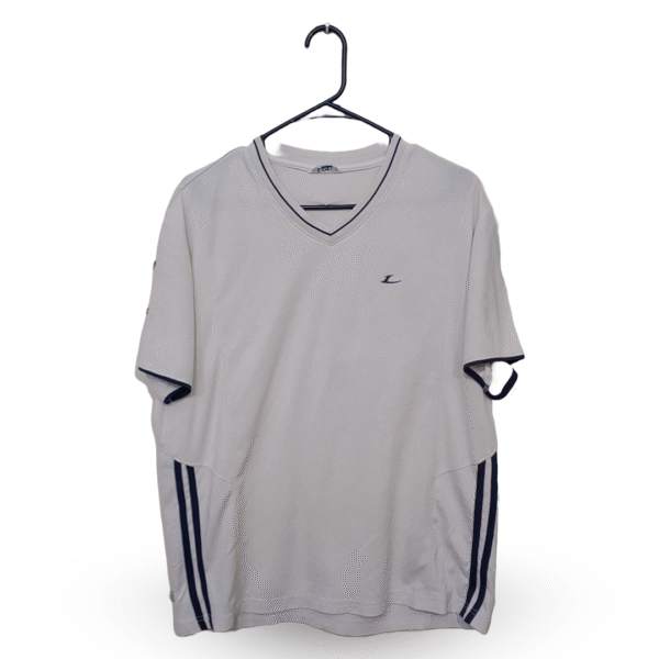 Lecaf White Dotted Texture V Neck Half Sleeves T Shirt | Cotton Jersey | Large