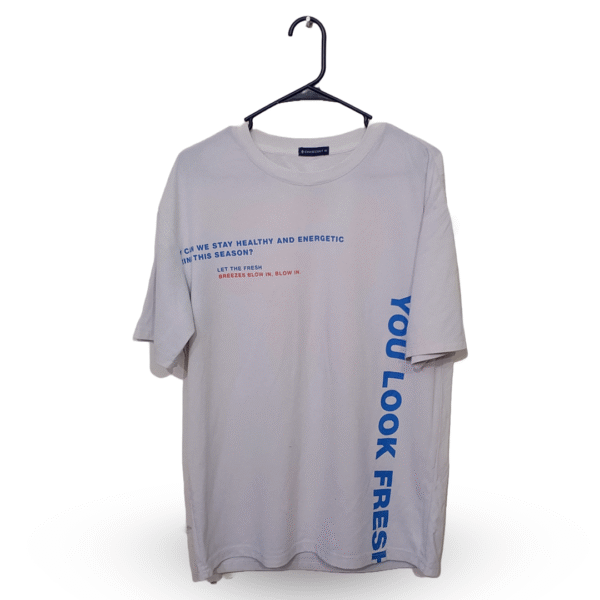 Chase Cult White Text Printed Half Sleeves T Shirt | Cotton Jersey | Large