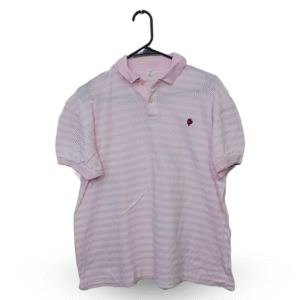Lunda.Pk Pink & White Stripes Half Sleeves Polo T Shirt | Cotton Jersey | Large