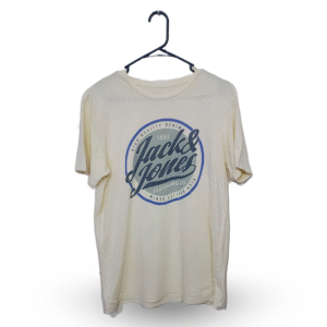 Jack & Jones Creamy Yellow Printed Half Sleeves | Cotton Jersey | Large