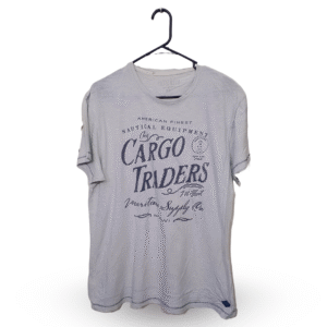 Portonova Steel Grey Printed Half Sleeves T Shirt | Cotton Jersey | Large