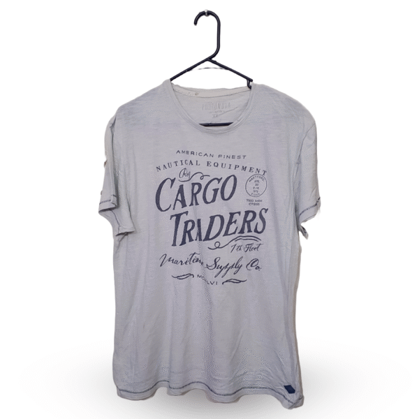 Portonova Steel Grey Printed Half Sleeves T Shirt | Cotton Jersey | Large