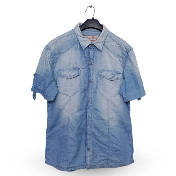Brad Burns Denim Blue With Front Pocket Half Sleeves | Collar Size 16 | Chest Size 42