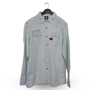 Raw Light Blue Denim With Front Pocket Full Sleeves | Collar Size 17 | Chest Size 22