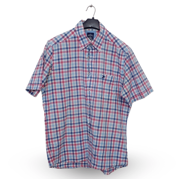 Marc Montino Multi Color Check With Front Pocket Half Sleeves | Collar Size 15 | Chest Size 44