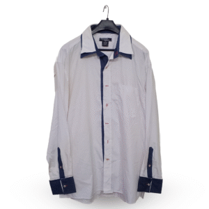 Trust White With Royal Blue Inside Rib With Front Pocket Full Sleeves | Collar Size 18 | Chest Size 52