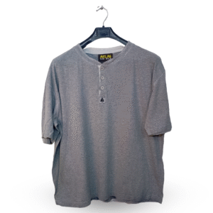 Atlas Grey Round Button Half Sleeves T Shirt | Cotton Jersey | 2XL