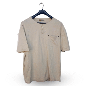 Oak s Valley Lite Biege Round Neck With Pocket Half Sleeves T Shirt | Cotton Jersey | Large