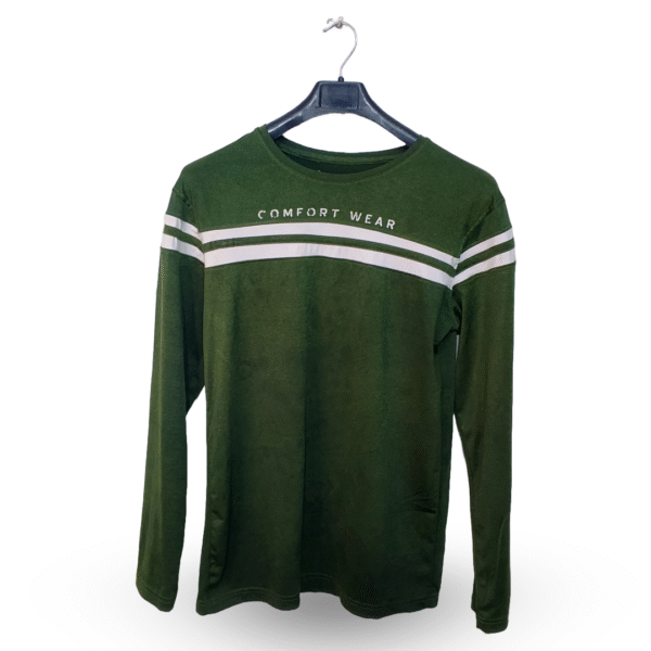 Comfort Wear Dull Green Printed Full Sleeves | Polyester Jersey | Medium