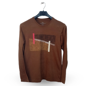 Body Fashion Brown Printed Full Sleeves T Shirt | Cotton Jersey | Medium