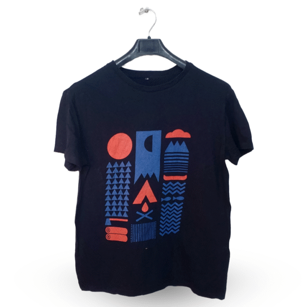 Lunda.Pk Black Printed Half Sleeves T Shirt | Cotton Jersey | Medium